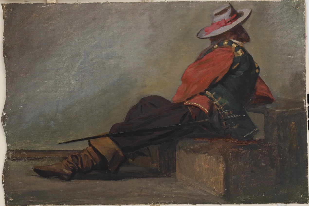 Uomo in costume seduto